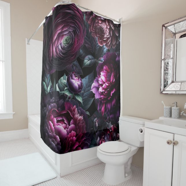 Bold Moody Blume Black Enchanted Floral Garden Duschvorhang (Beispiel)
