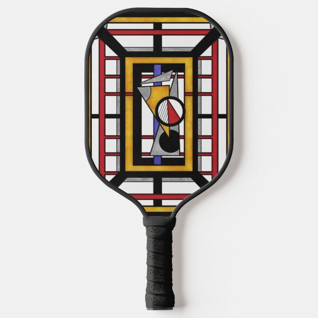 Bold Multicolor Deco Geometric Abstraction Pickleball Schläger (Vorderseite)
