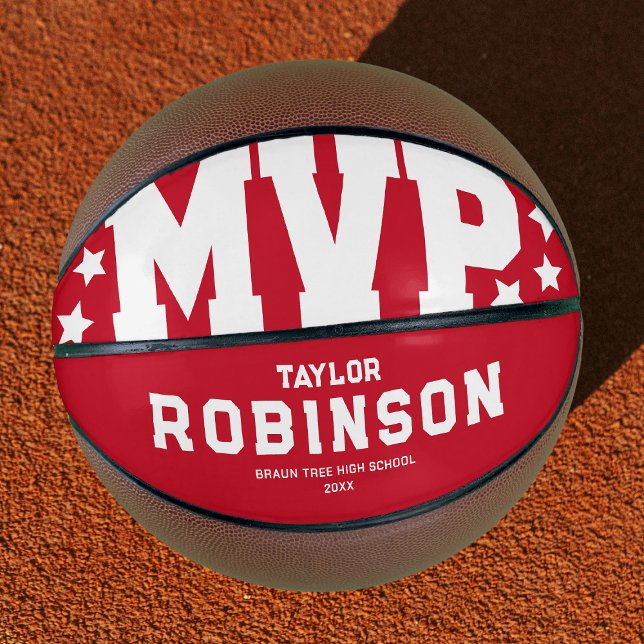 Bold MVP Spieler Name Keepake Red Basketball (Von Creator hochgeladen)