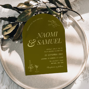 Bold Names Arch Olive Green Wedding Einladung