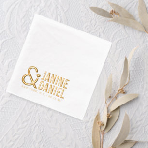 Bold Names & Heart Accent Wedding ID1055 Servietten Mit Folie