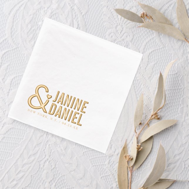 Bold Names & Heart Accent Wedding ID1055 Servietten Mit Folie (Insitu (Hochzeit 2))