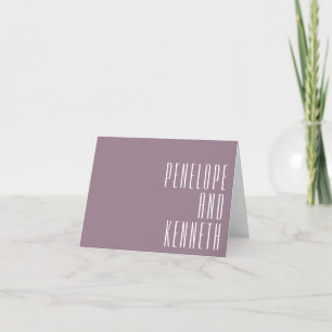 Bold Names Retro Typografie Dusty Lila Wedding Dankeskarte