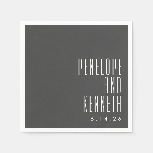 Bold Names Retro Typografy Schwarz-weiß Wedding Serviette (Vorderseite)
