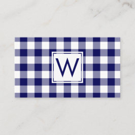 Bold Navy Blue Buffalo Kariert Pattern Monogram Visitenkarte