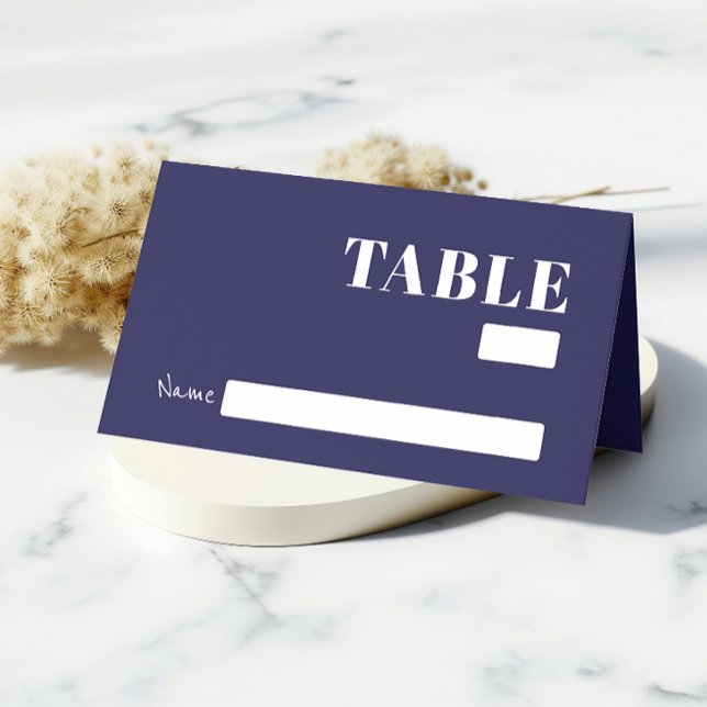 Bold Navy Blue Minimalistisch Wedding Guest Platzkarte (Von Creator hochgeladen)