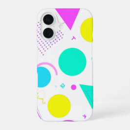 Bold Neon Memphis Geometric 80s Design iPhone 16 Hülle