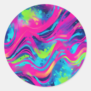 Bold Neon Watercolor Runder Aufkleber