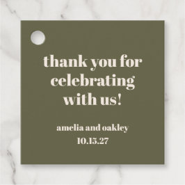Bold Olive Fall Retro Custom Wedding Danke Geschenkanhänger