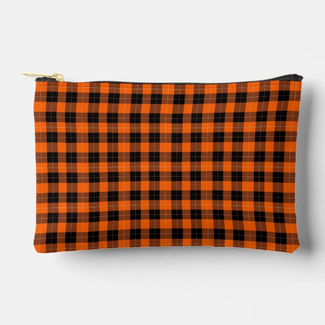 Bold Orange and Black Buffalo Plaid Zubehörtasche (Vorderseite)