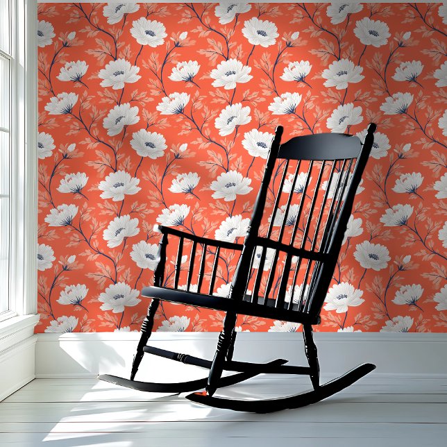 Bold Orange and White Floral Tapete (Von Creator hochgeladen)