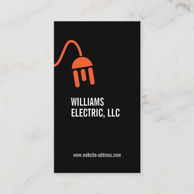 BOLD ORANGE ELECTRICIAN LOGO MODERNE GESCHÄFTSKART VISITENKARTE (Vorderseite)