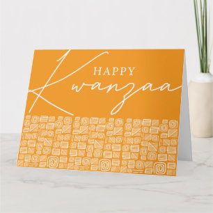Bold Orange Happy Kwanzaa Single Foto Holiday Karte