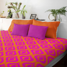 Bold Orange Hot Pink Summer Ikat Ogee Art Muster