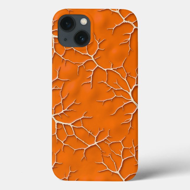 Bold Orange iPhone Case with Branch Texture (Rückseite)