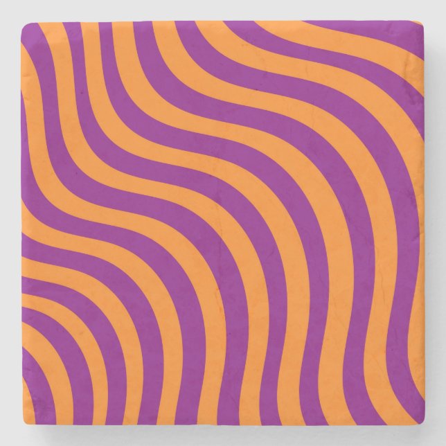 Bold Orange Lila Zebra Strip Spring Summer Steinuntersetzer (Vorderseite)