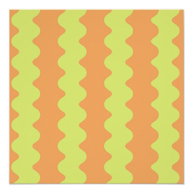 Bold Orange Limon Wavy Strip Moderne Kunst Poster (Vorderseite)