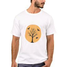 Bold Orange Sun Tree & Birds Men’s Graphic T-Shirt