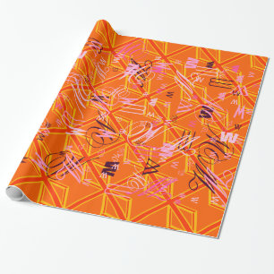 Bold Orange Union Jack British Flag Swag Geschenkpapier
