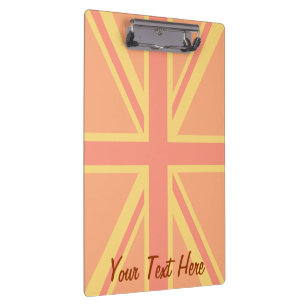 Bold Orange Union Jack British Flag Swag Klemmbrett