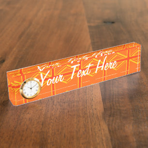 Bold Orange Union Jack British Flag Swag Namensplakette