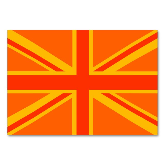 Bold Orange Union Jack British Flag Swag Tischnummer (Vorderseite)