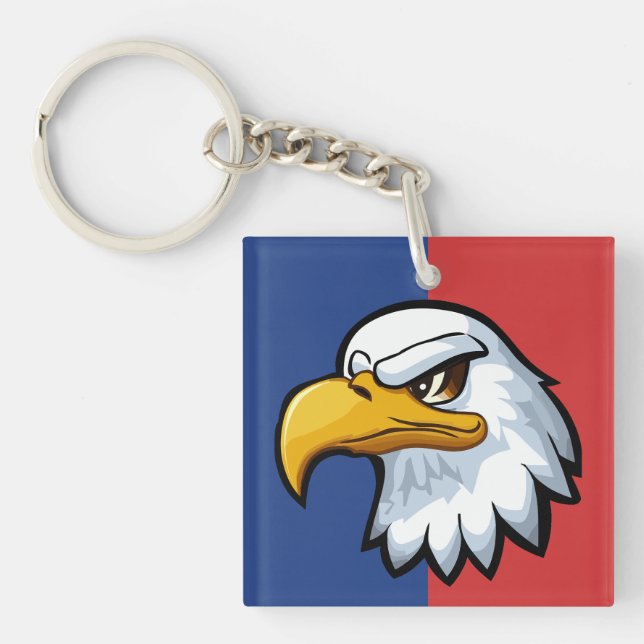 Bold Patriotic Cartoon Eagle Personalisiert Schlüsselanhänger (Vorderseite)