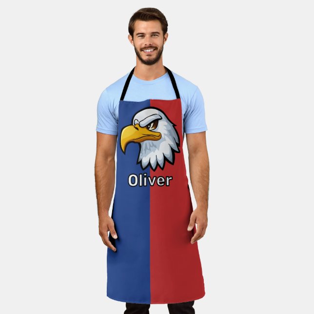 Bold Patriotic Cartoon Eagle Personalisiert Schürze (Getragen)