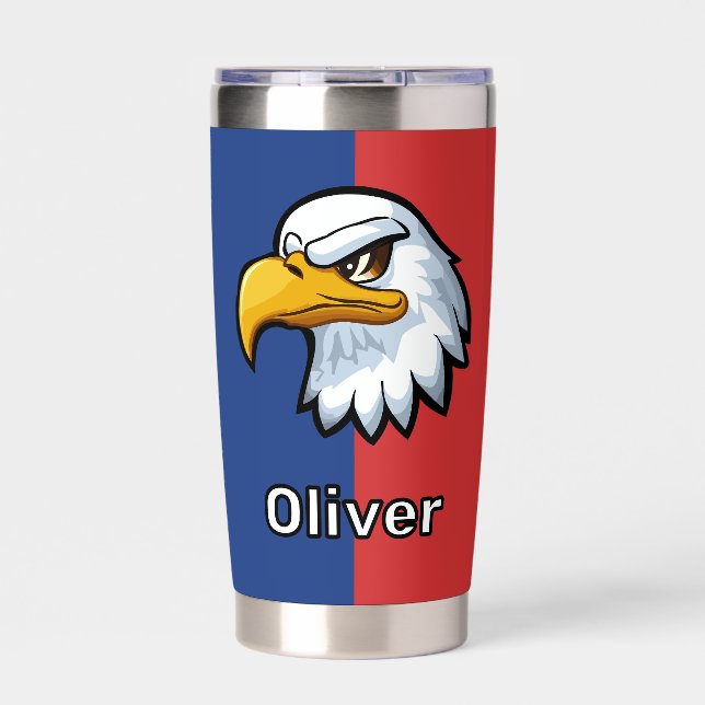 Bold Patriotic Cartoon Eagle Personalisiert Thermobecher (Vorderseite)