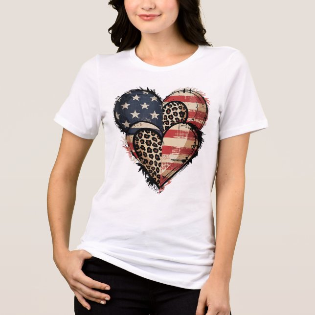 Bold & Patriotic Wild Heart Tri-Blend Shirt (Vorderseite)