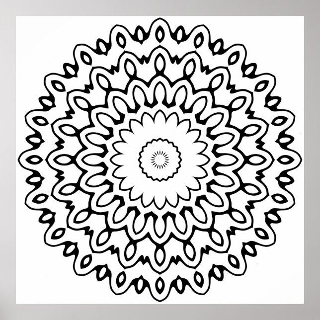Bold Petal Wave Mandala with Radiating Loops Art Poster (Vorne)