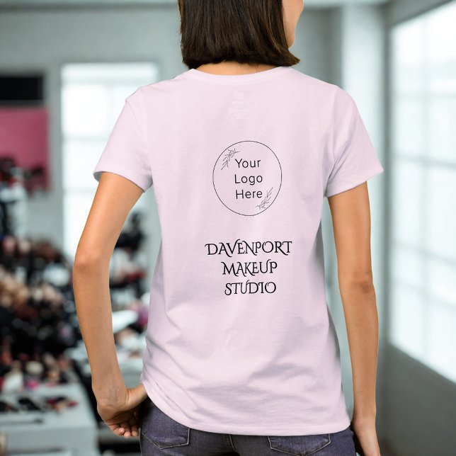 Bold Pink And Black Employee Name Business Logo T-Shirt (Von Creator hochgeladen)