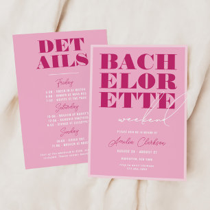 Bold Pink Bachelorette Weekend Einladung