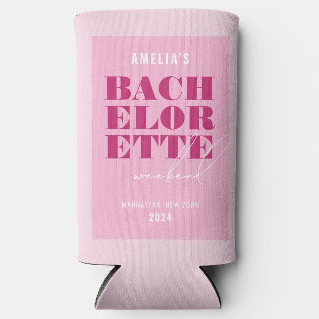 Bold Pink Bachelorette Weekend Selters Dosenkühler (Vorderseite)