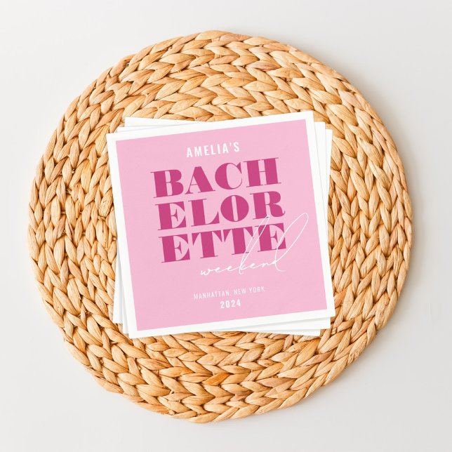 Bold Pink Bachelorette Weekend Serviette (Von Creator hochgeladen)
