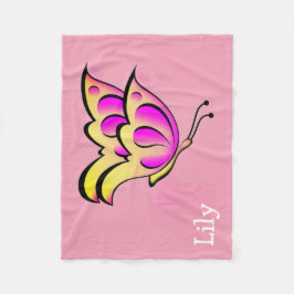 Bold pink butterfly - personalized Fleecedecke