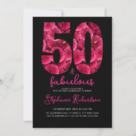 Bold Pink Floral 50 and Fabulous Birthday Party Einladung