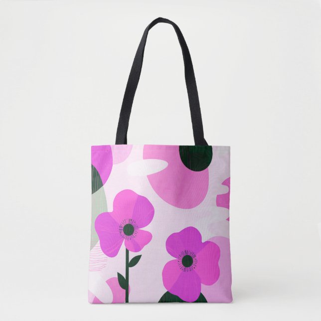 Bold Pink Floral Modern Tote Bag Tasche (Vorderseite)