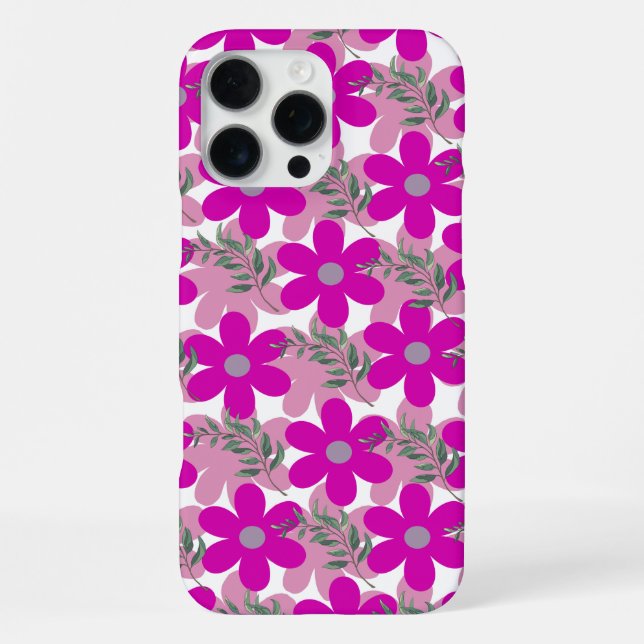 'Bold Pink Floral'-Muster iPhone 16 Pro Max Hülle (Rückseite)