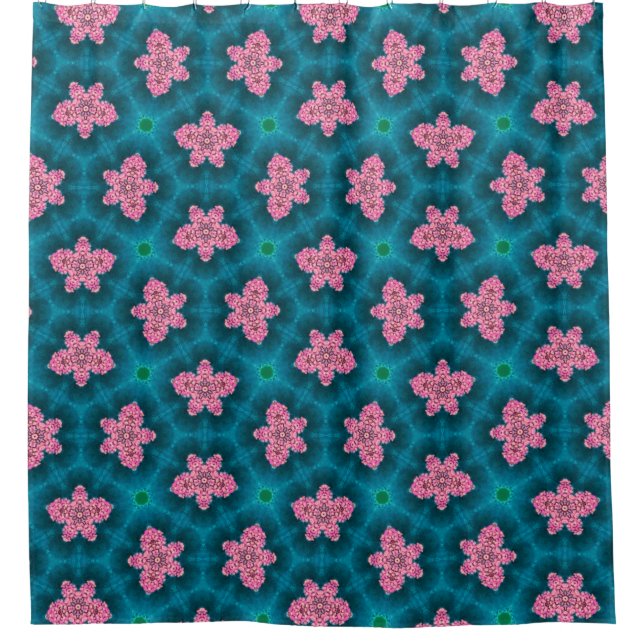 Bold Pink Floral Pattern Shower Curtain Duschvorhang (Vorderseite)