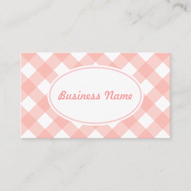 Bold Pink Gingham Business Card Visitenkarte (Vorderseite)