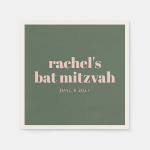 Bold Pink Green Personalisiert Bat Mitzvah Name Serviette