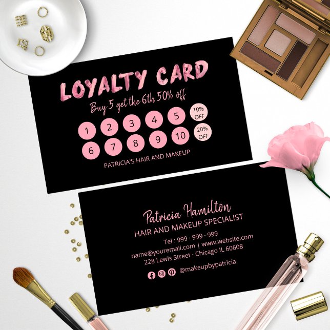 Bold Pink Makeup Artist Hair Salon 10 Loyalty Card Visitenkarte (Von Creator hochgeladen)