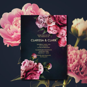 Bold Pink Modern Peony Blume Chic Wedding Folieneinladung