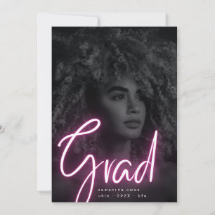 Bold Pink Neon Grad Moderne Foto University Ankündigung