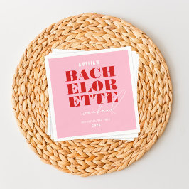 Bold Pink & Red Bachelorette Weekend Serviette