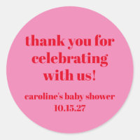 Bold Pink Red Custom Baby Dusche Danke