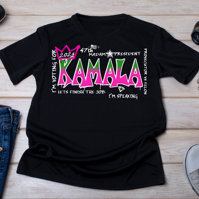 Bold Pink und Green Kamala 2024 Graffiti T-Shirt (Von Creator hochgeladen)