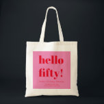 Bold Pink und Red Modern 50. Geburtstag Custom Tragetasche<br><div class="desc">Fette Typografie Pink und Rot Moderne 50. Geburtstag Custom Tote Bag</div>