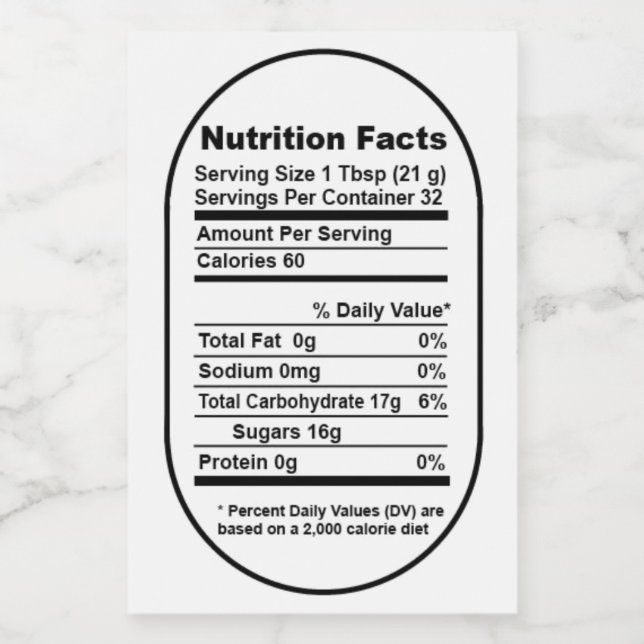 Bold Pint Honey Jar Nutrition Fiches Étiquette (Étiquettes simples)